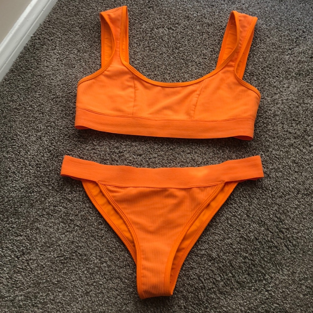 Frankie’s bikinis orange drew top & bottom swimsuit